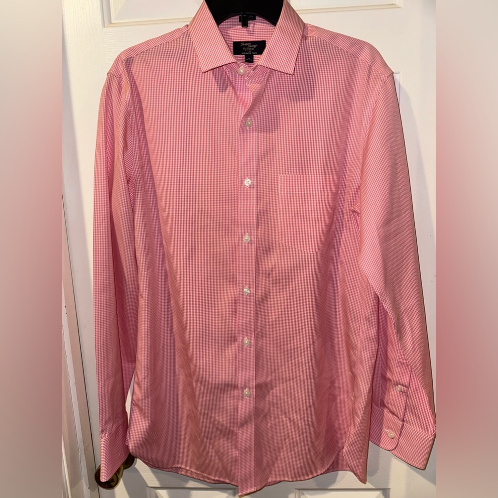 J.Crew Dress Shirt Thompson Shirtings Pink Gingham 80s Cotton Men’s Medium